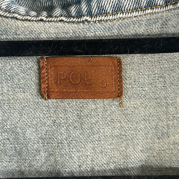 ✨ POL Oversized Denim Jacket with Leopard Print Patches – Size S - Picture 2 of 4